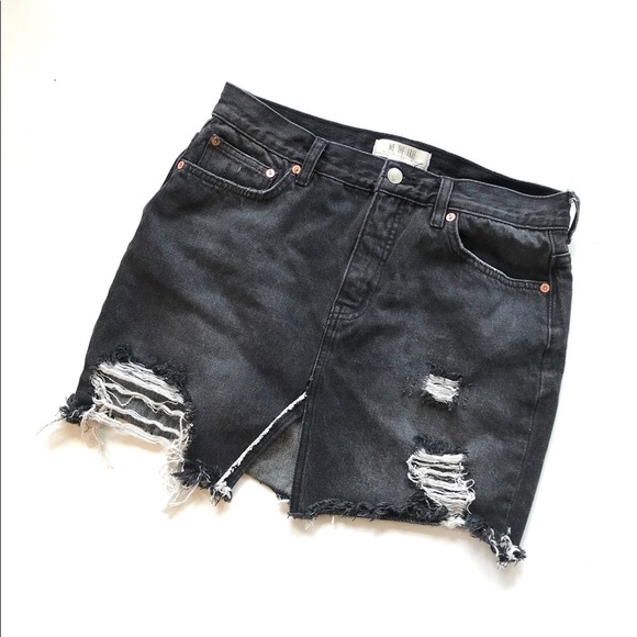 Free People Rexled Distressed Jean Mini Skirt 28 - Picture 2 of 5
